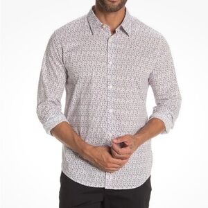 John Varvatos White Mayfield Floral Men’s Button down Sport Shirt Small